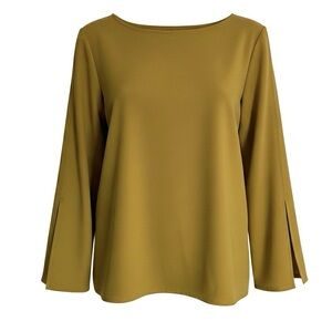 Ann Taylor Mustard Yellow Long Bell Sleeve Pullover A Line Top Size Xlarge